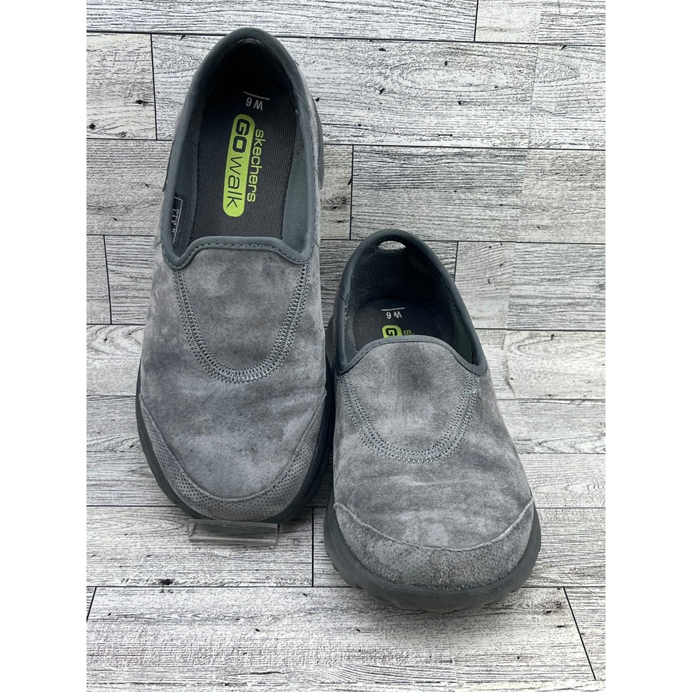 Skechers Go Walk Women's Grayβ Suede Slip On Comfort Shoes Size 6 M